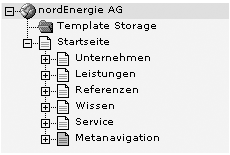 Sitestruktur in der ersten Ebene